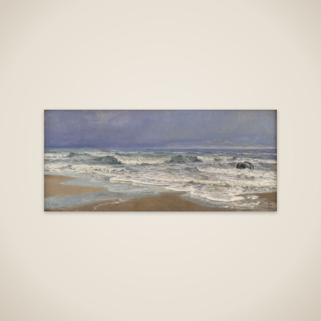 Gråvejrsdag ved Vesterhavet med brænding unframed print
