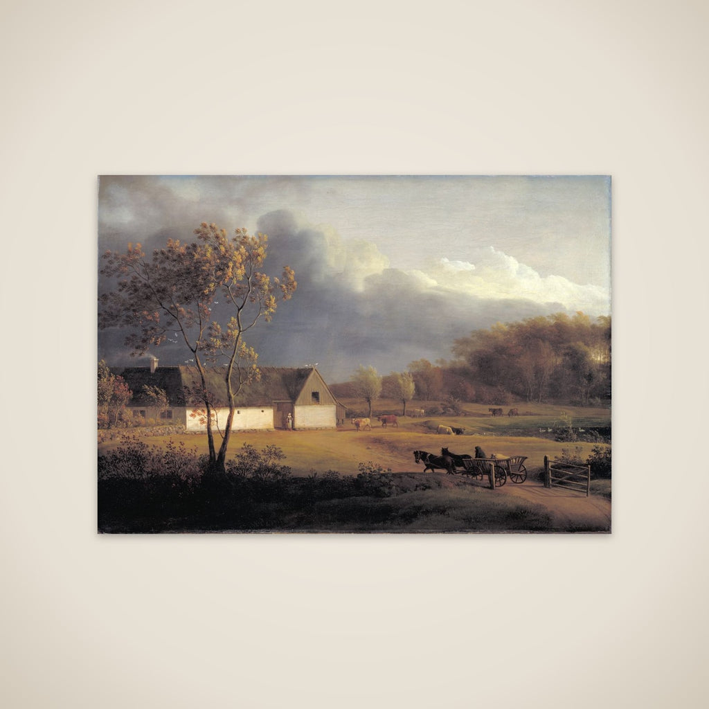 En sjællandsk bondegård under et optrækkende uvejr. Eigaard ved Ordrup unframed print