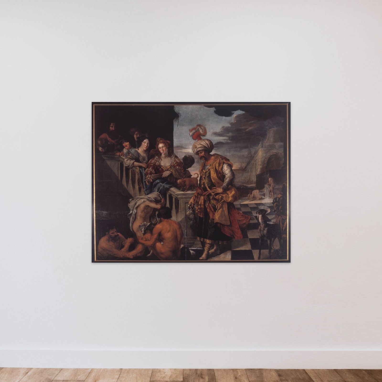 En tyrk med følge. Badning i en orientalsk havn unframed — shown to scale