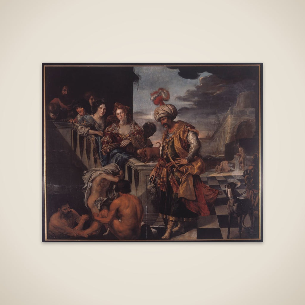 En tyrk med følge. Badning i en orientalsk havn unframed print