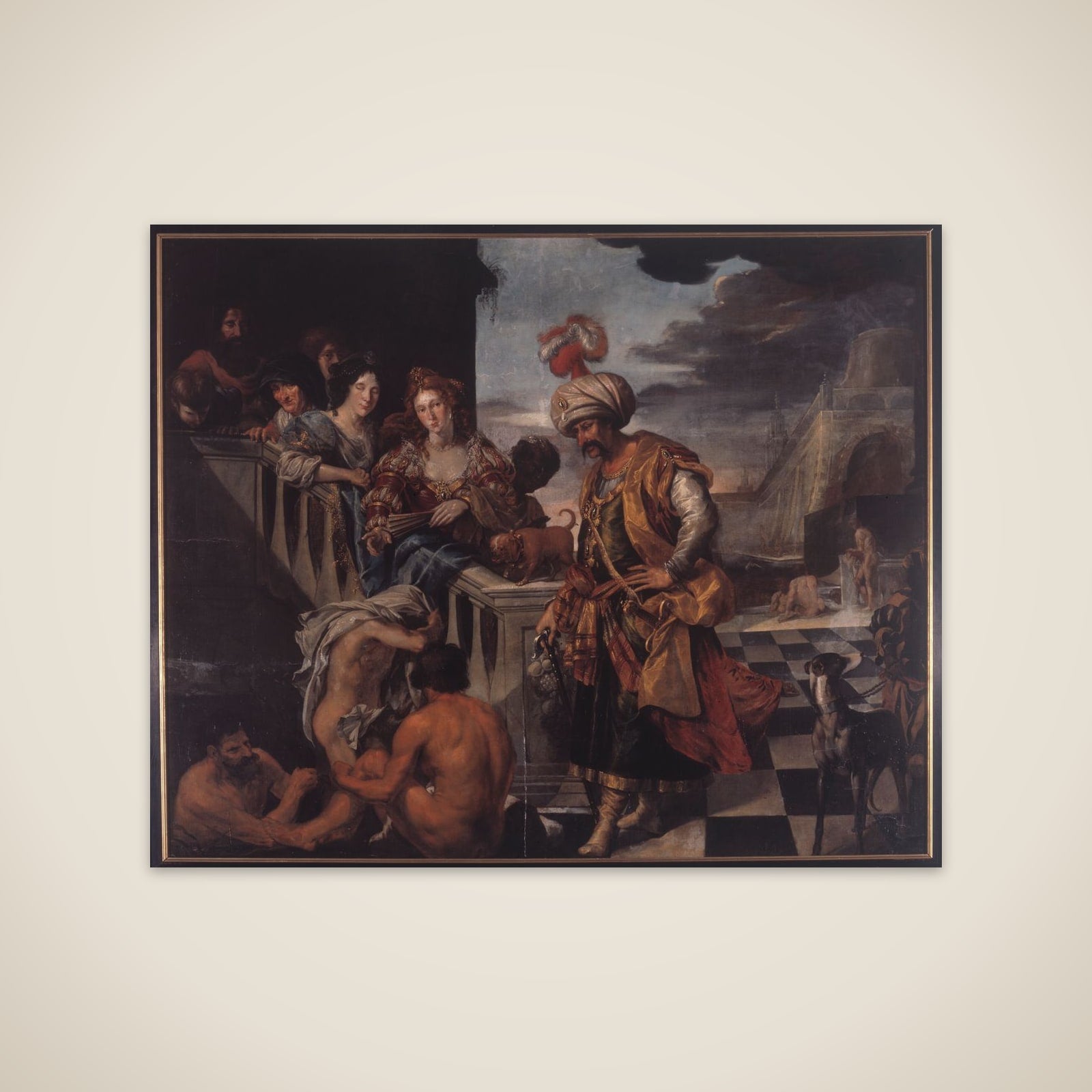 En tyrk med følge. Badning i en orientalsk havn unframed print