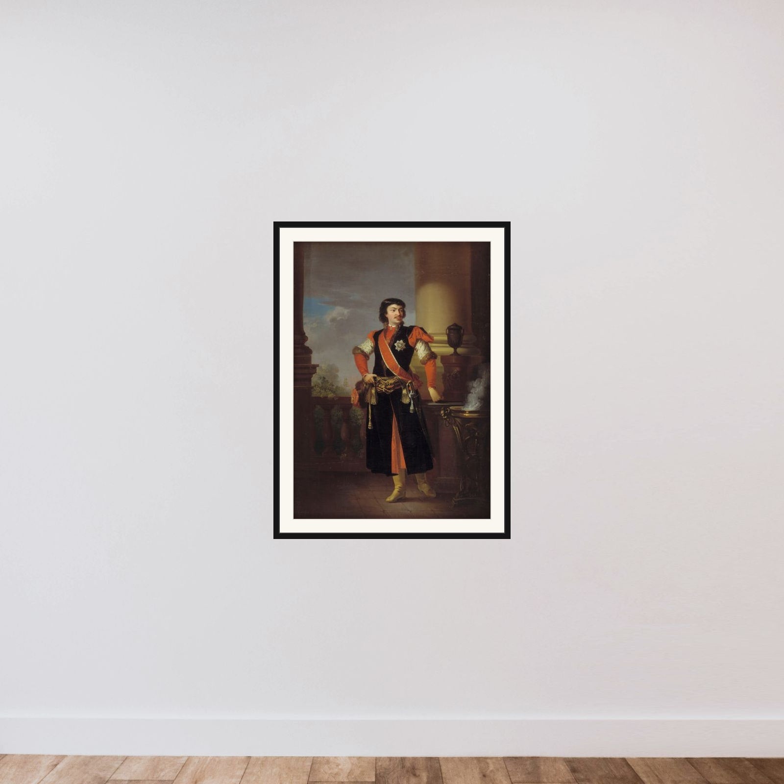 Grev Adam Rzewuski, polsk gesandt i Danmark framed — shown to scale
