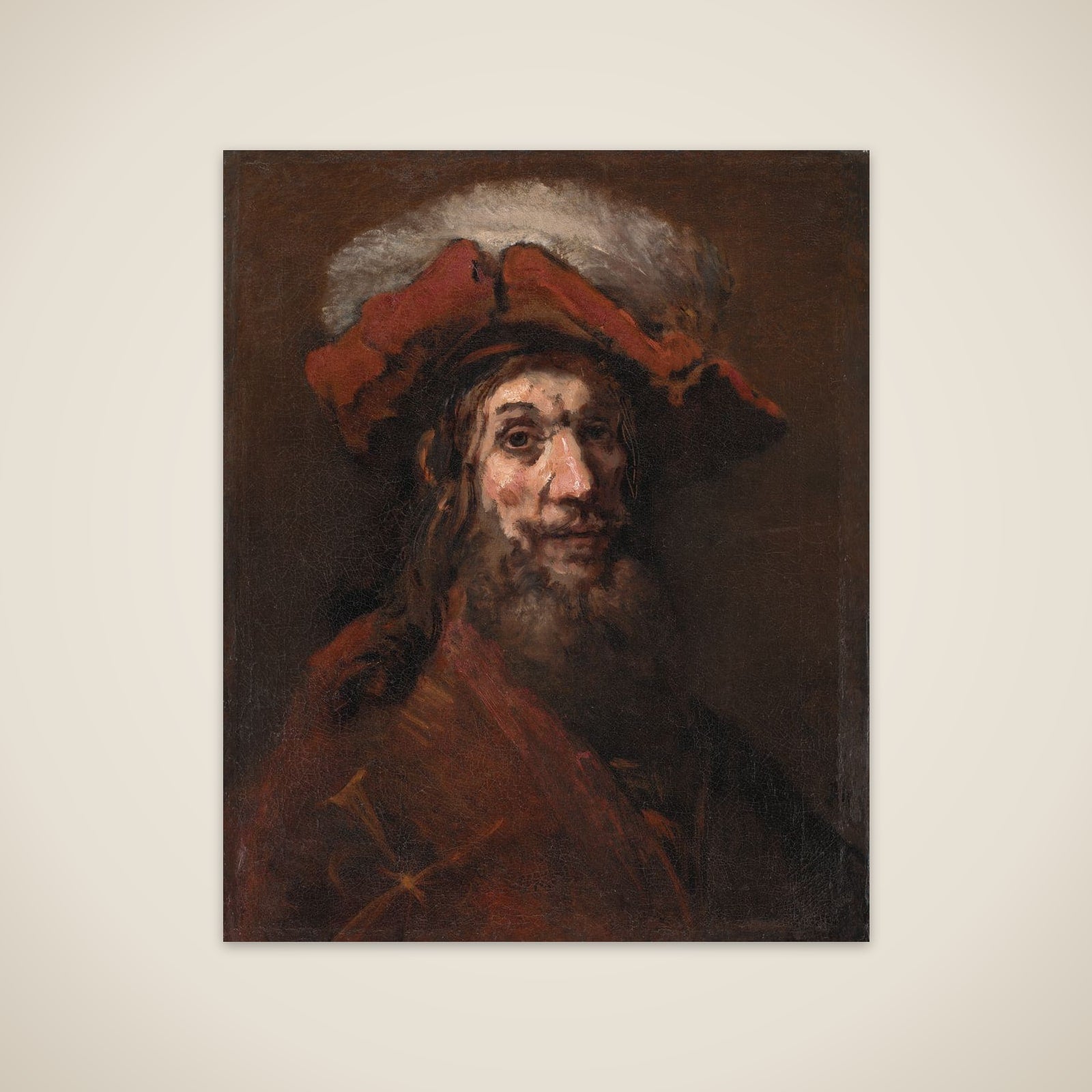 Skitse til Ridderen med falken, kendt som "Korsridderen" unframed print