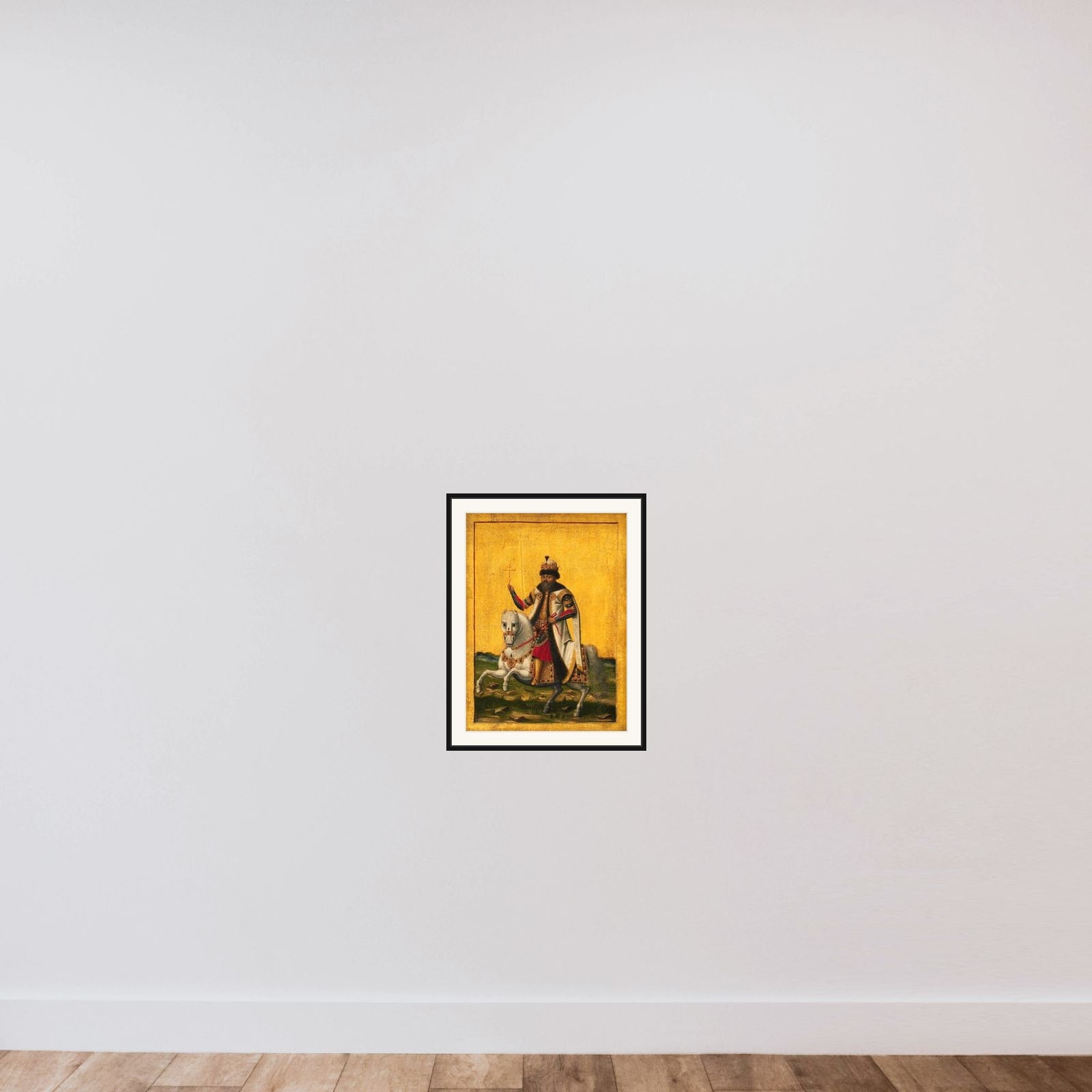 Rytterfigur framed — shown to scale