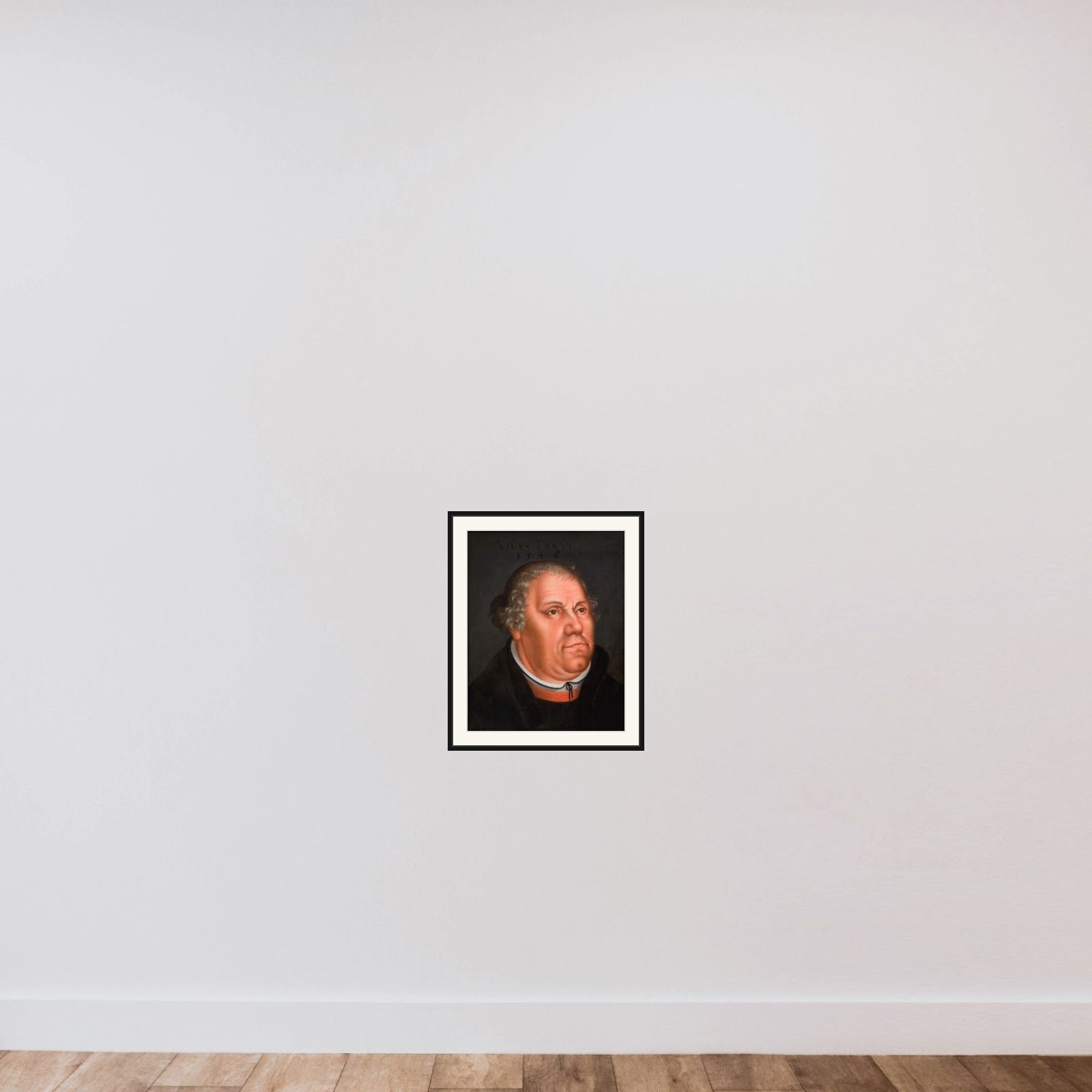 Portræt af Martin Luther (1483-1546) framed — shown to scale