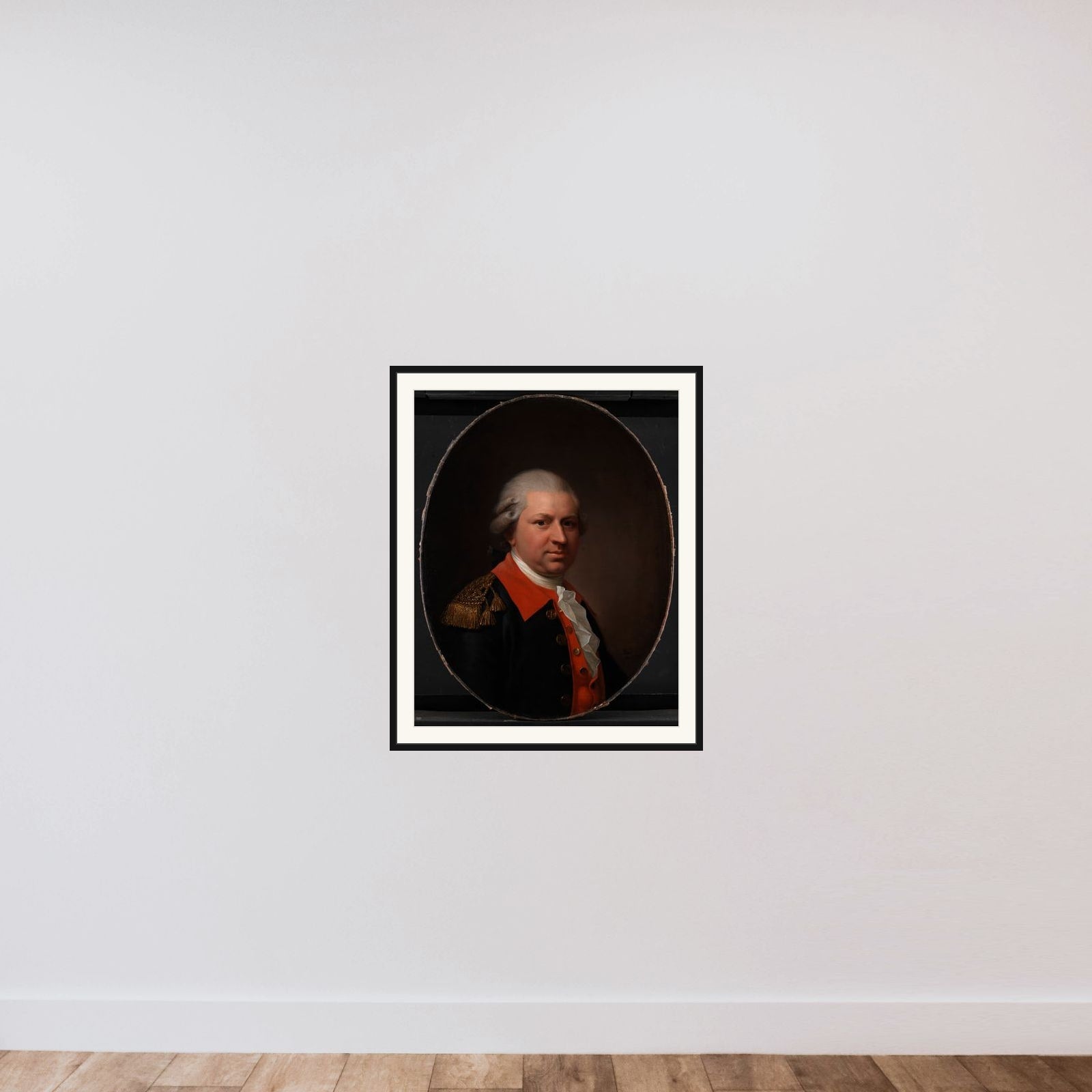 Kommandørkaptajn Henrik Gerner framed — shown to scale