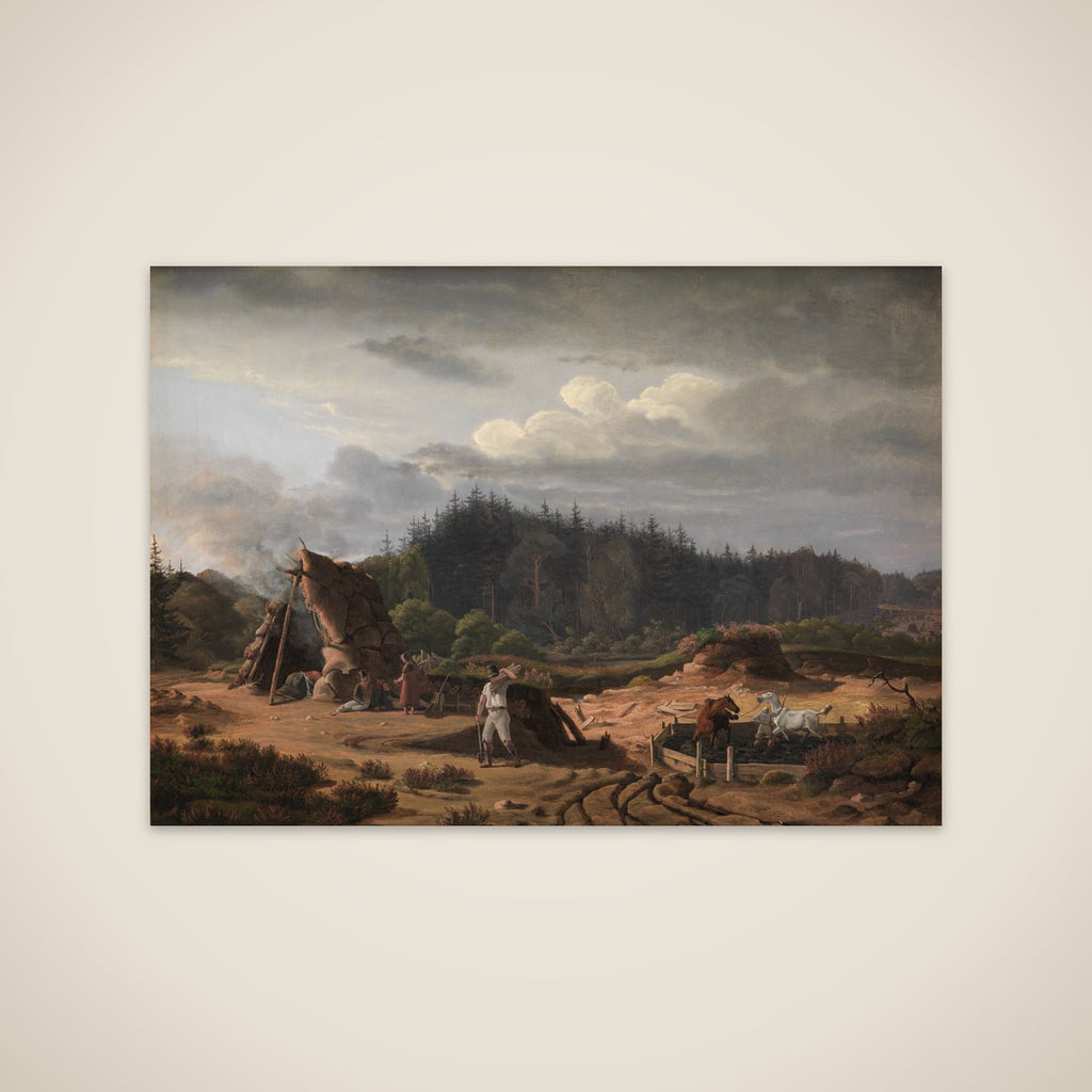 En mose ved Høsterkøb med tørvearbejdere unframed print
