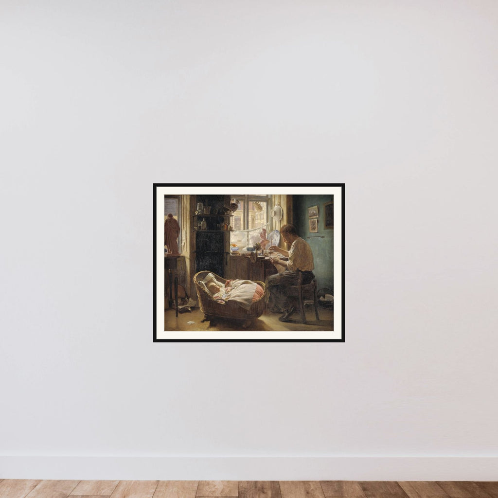Hos klinkemanden framed — shown to scale