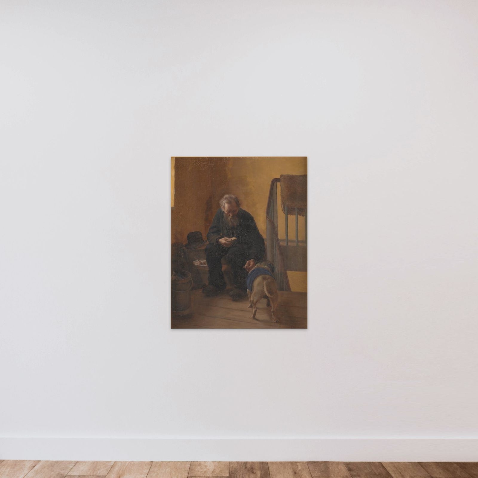 En kræsen rad unframed — shown to scale