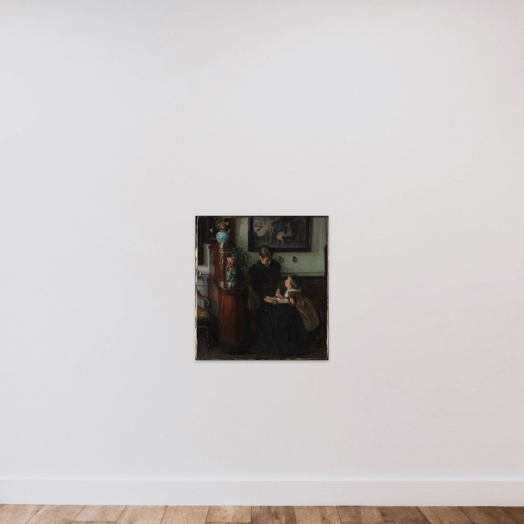 Moder skal læse. Kunstnerens hustru og barn unframed — shown to scale