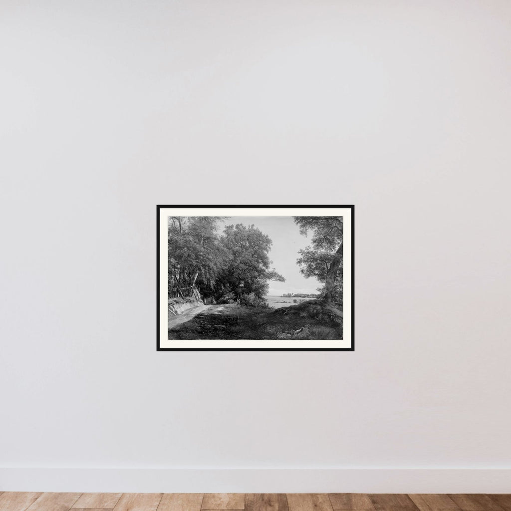 En sommermorgen ved Dyrehavehegnet i Ordrup Krat framed — shown to scale