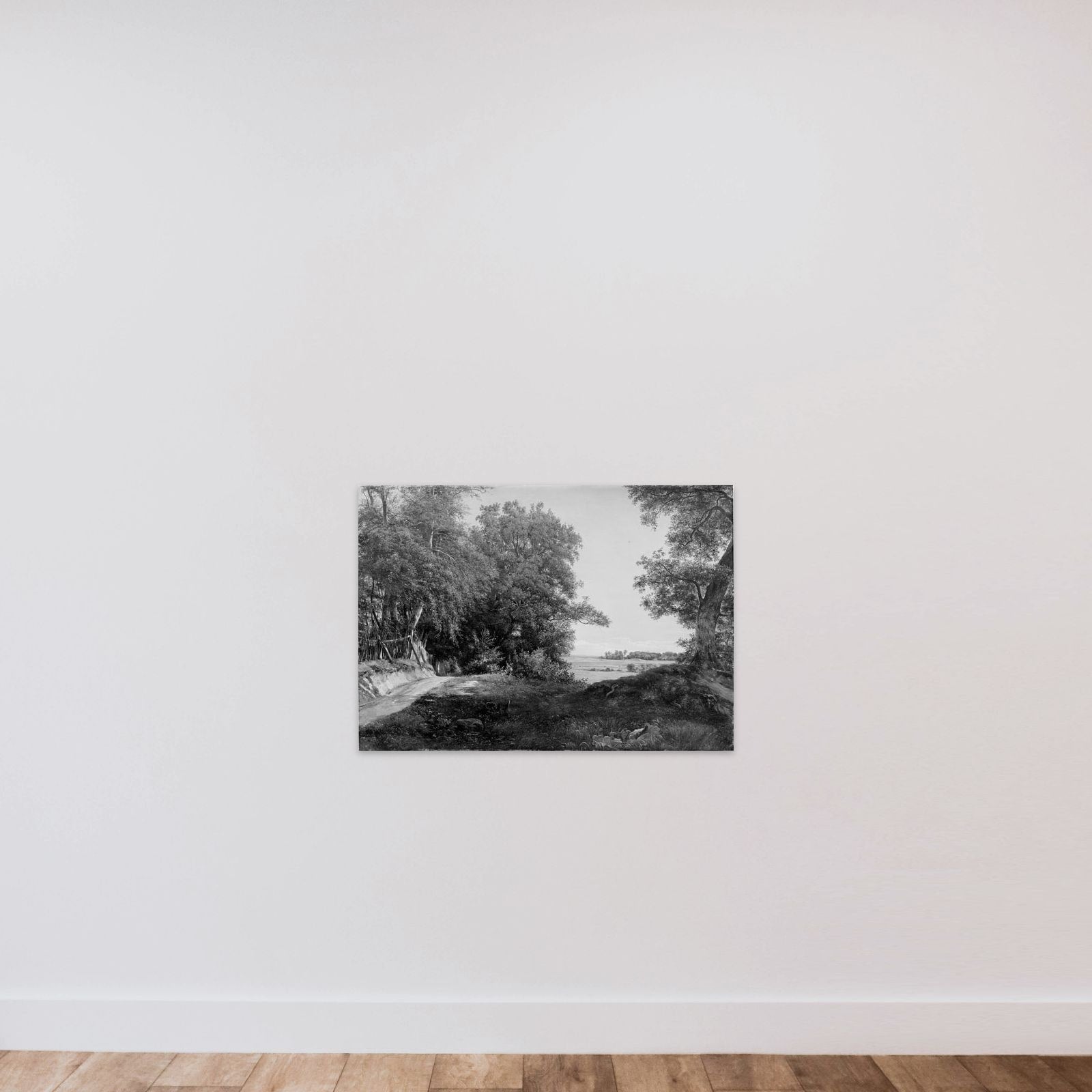 En sommermorgen ved Dyrehavehegnet i Ordrup Krat unframed — shown to scale