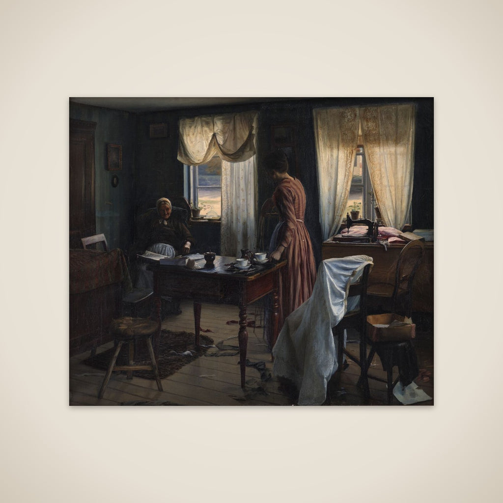 Interiør med to personer unframed print