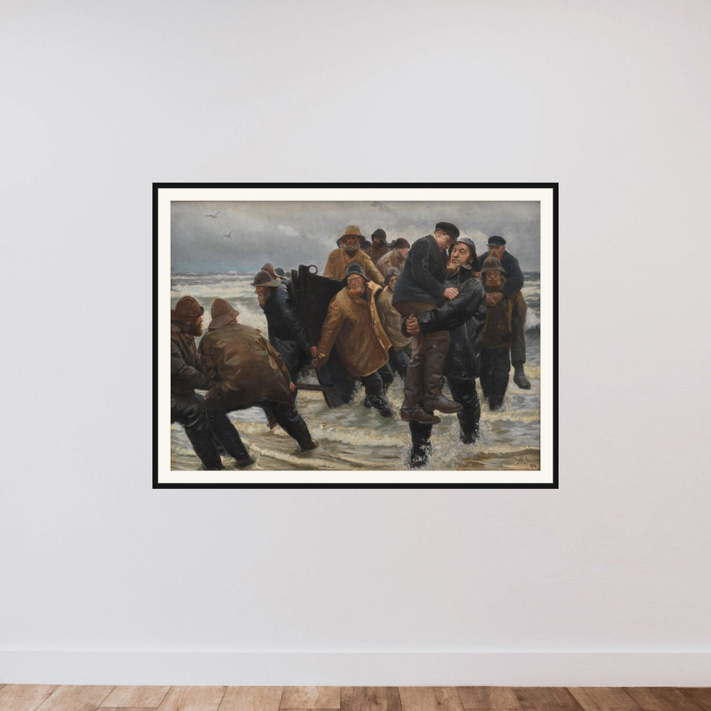 Mandskabet reddet framed — shown to scale