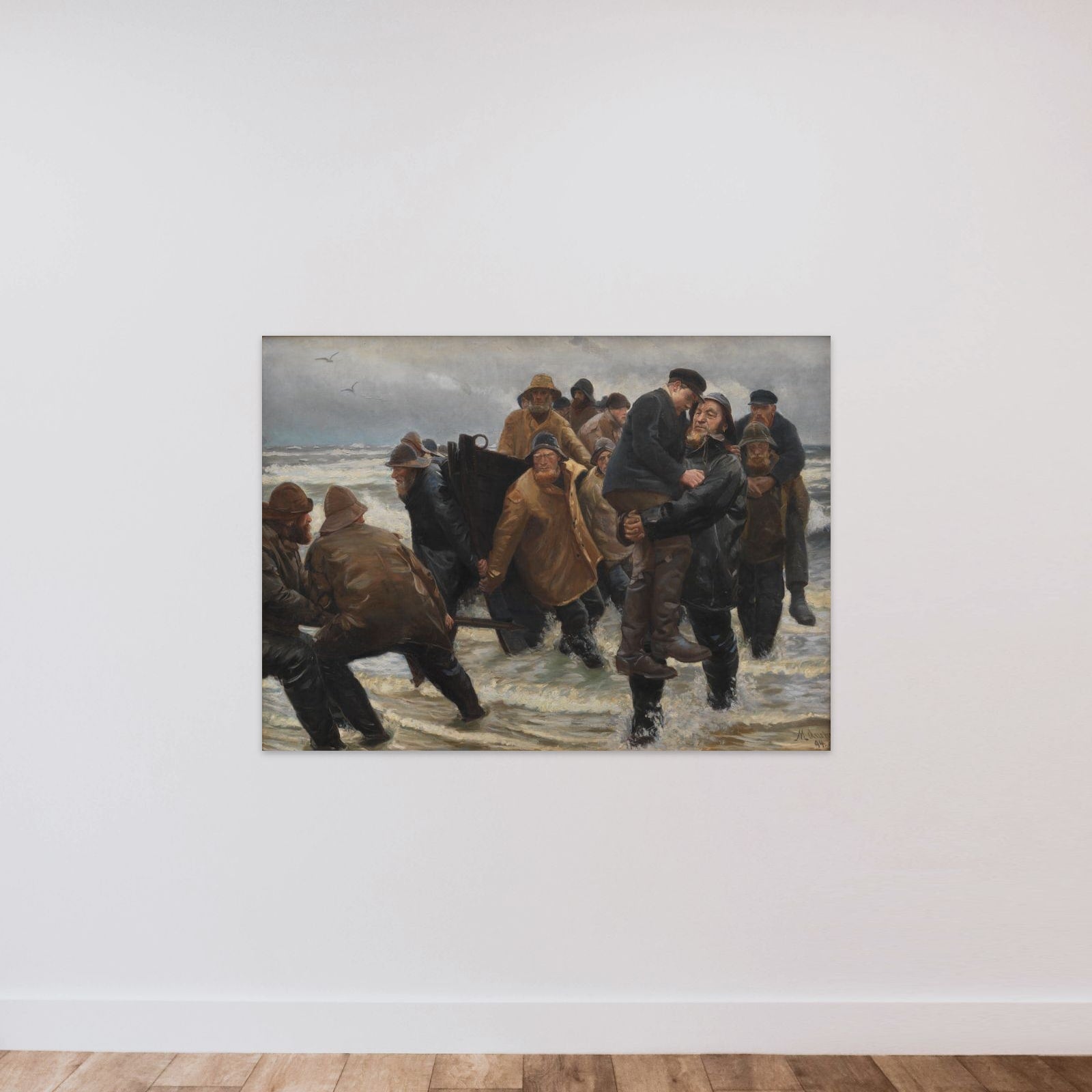 Mandskabet reddet unframed — shown to scale