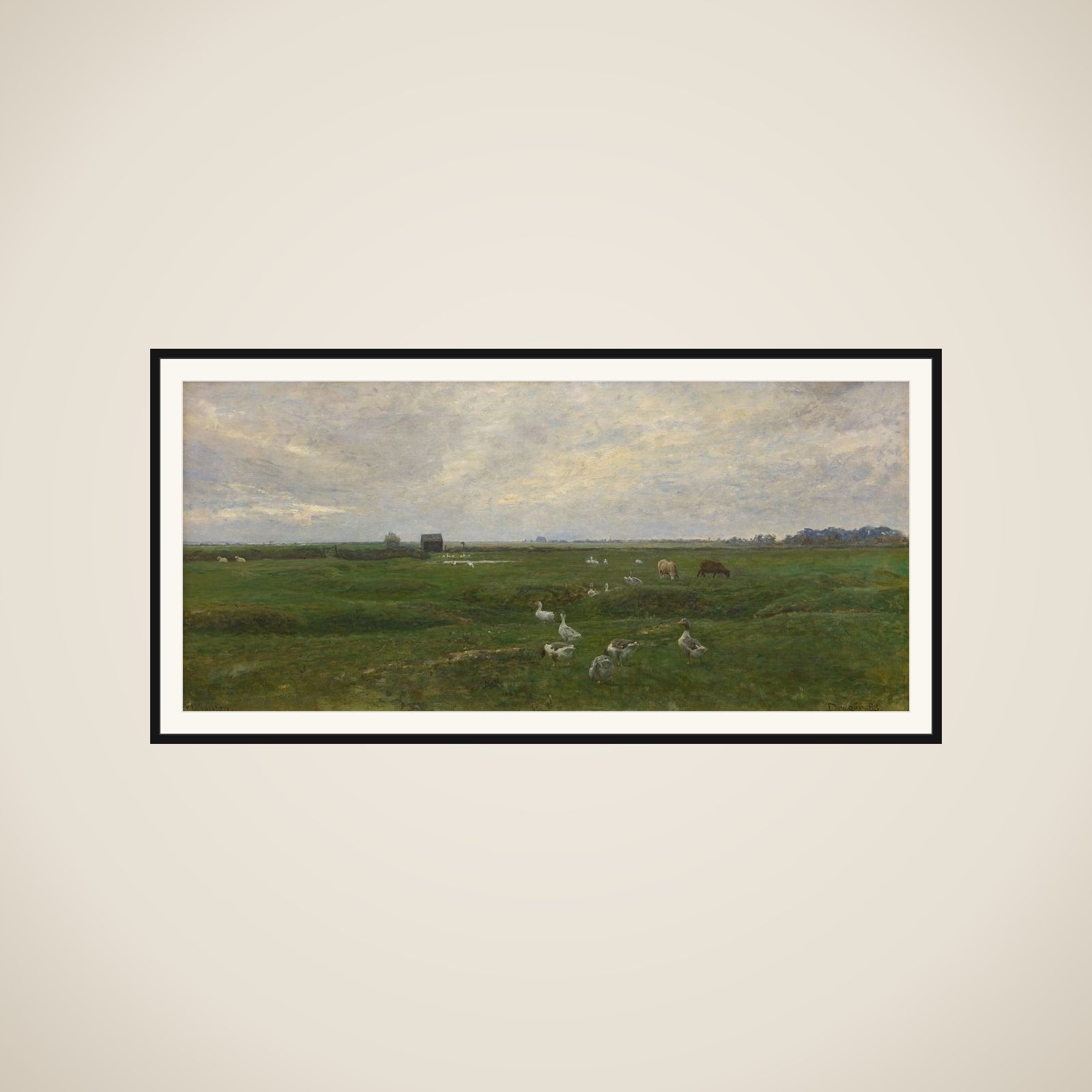 Gæs og får på bymarken. Dragør framed