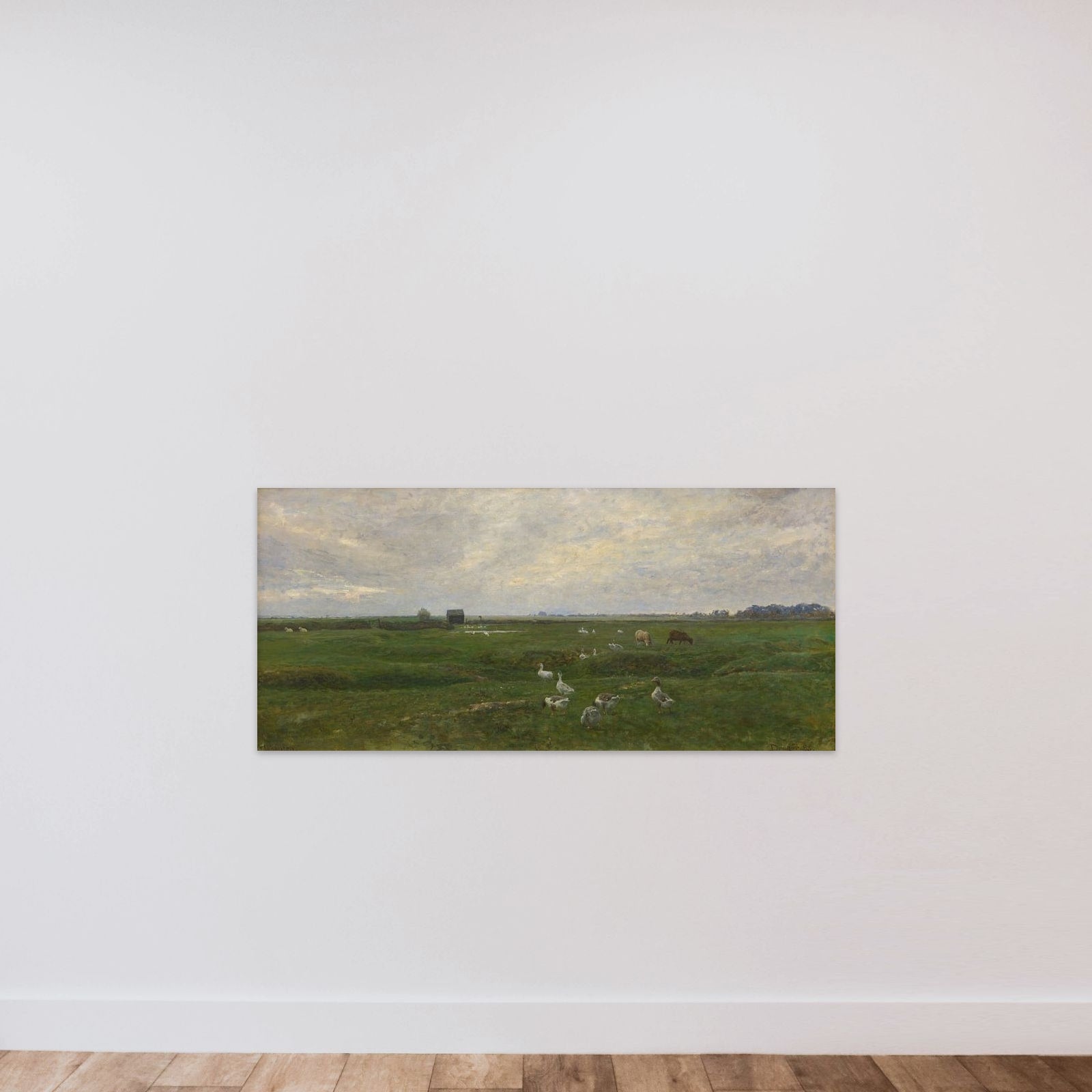 Gæs og får på bymarken. Dragør unframed — shown to scale