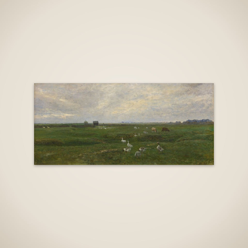 Gæs og får på bymarken. Dragør unframed print