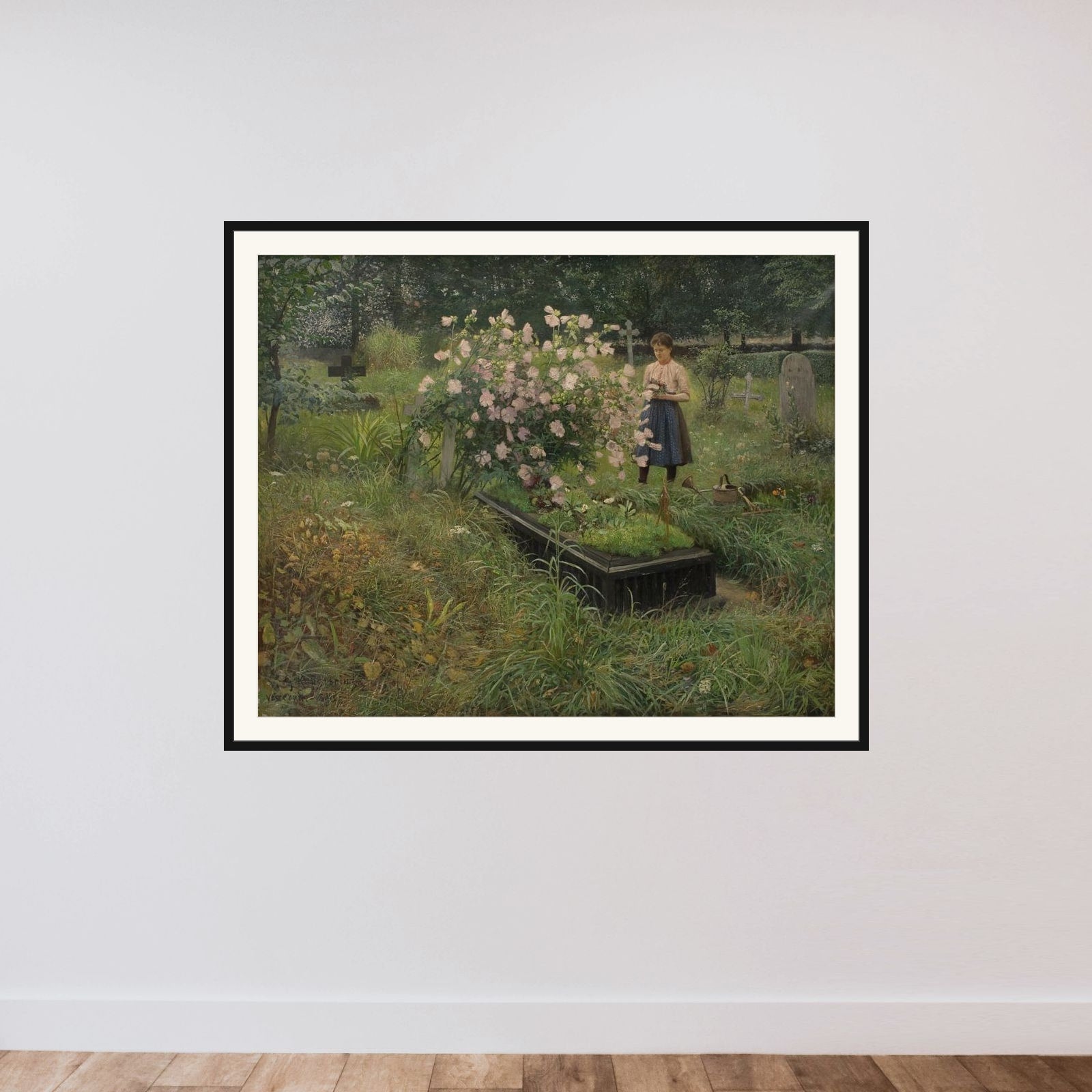 Kirkegårdsmotiv framed — shown to scale