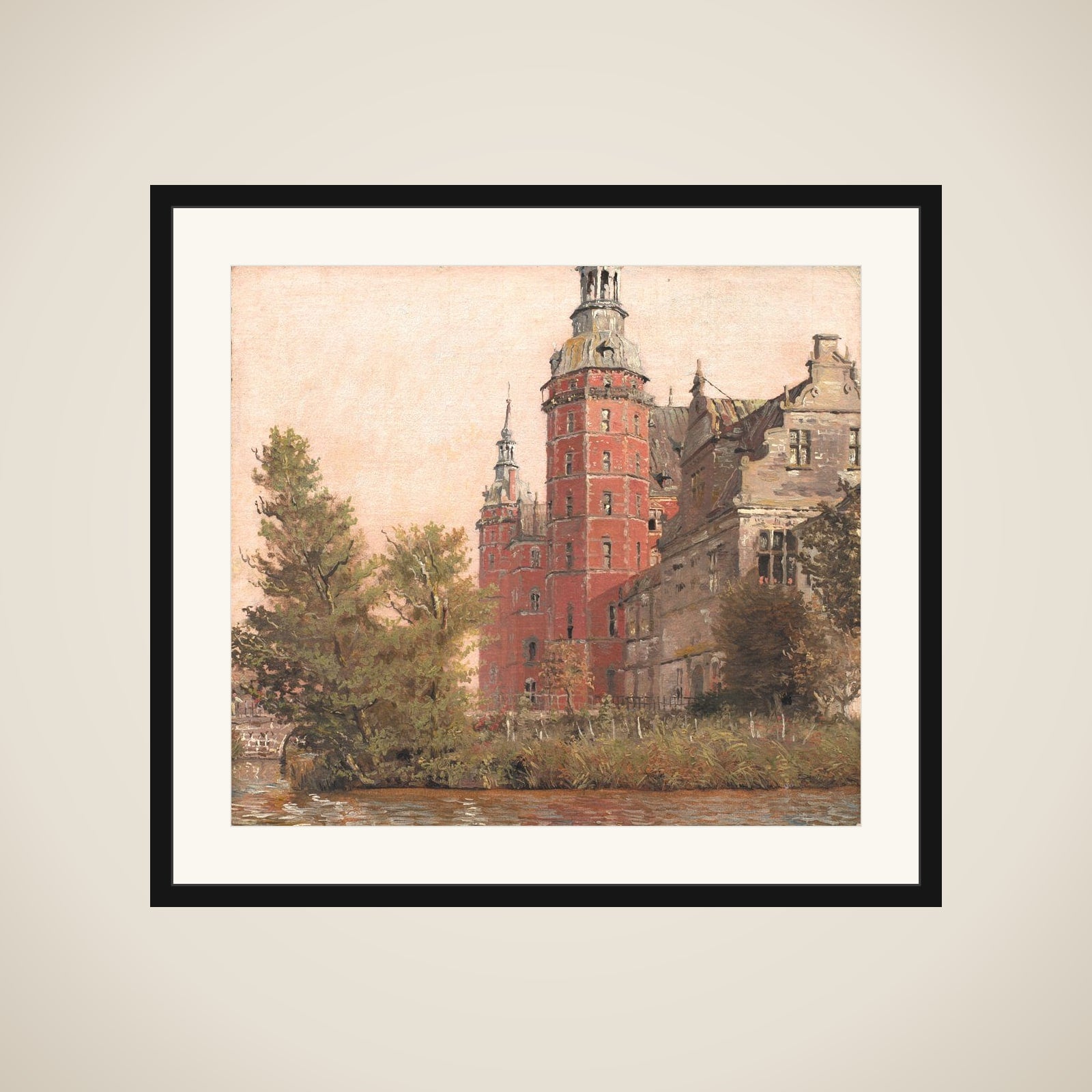 Frederiksborg Slot. Parti ved Møntbroen. Studie framed