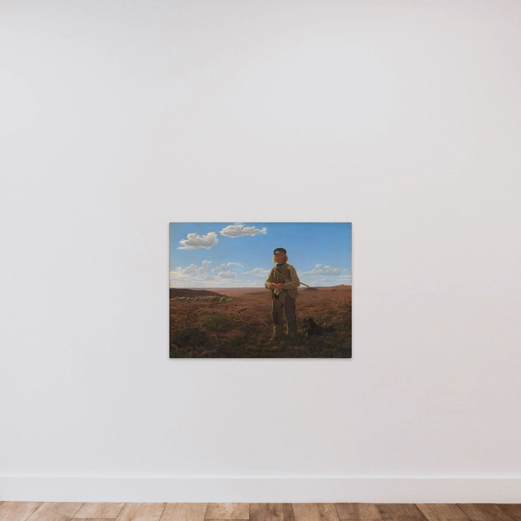 En jysk fårehyrde på heden unframed — shown to scale
