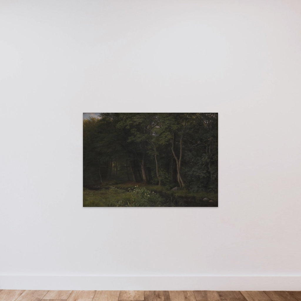 Begyndende aftenskumring i en skov. Motiv fra Iselingen unframed — shown to scale