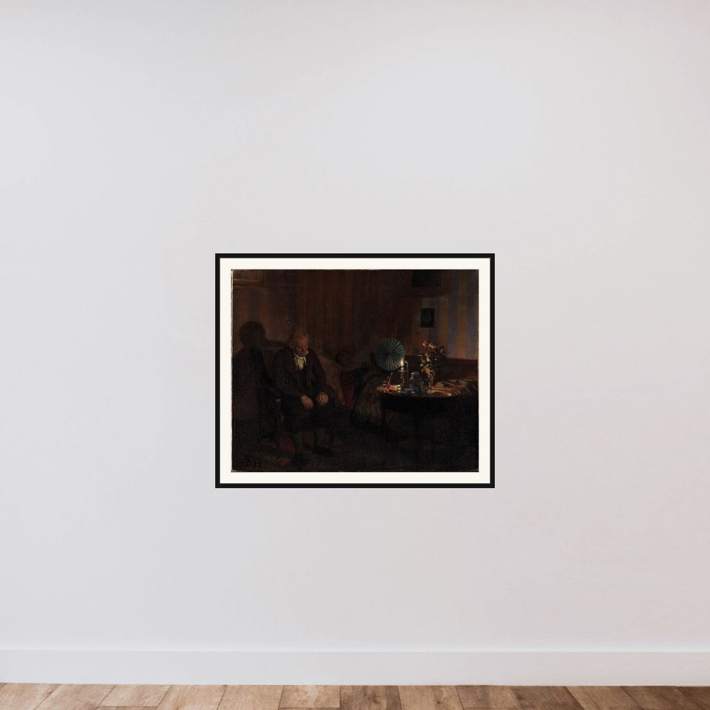 Rahbek ved sin hustrus dødsleje framed — shown to scale