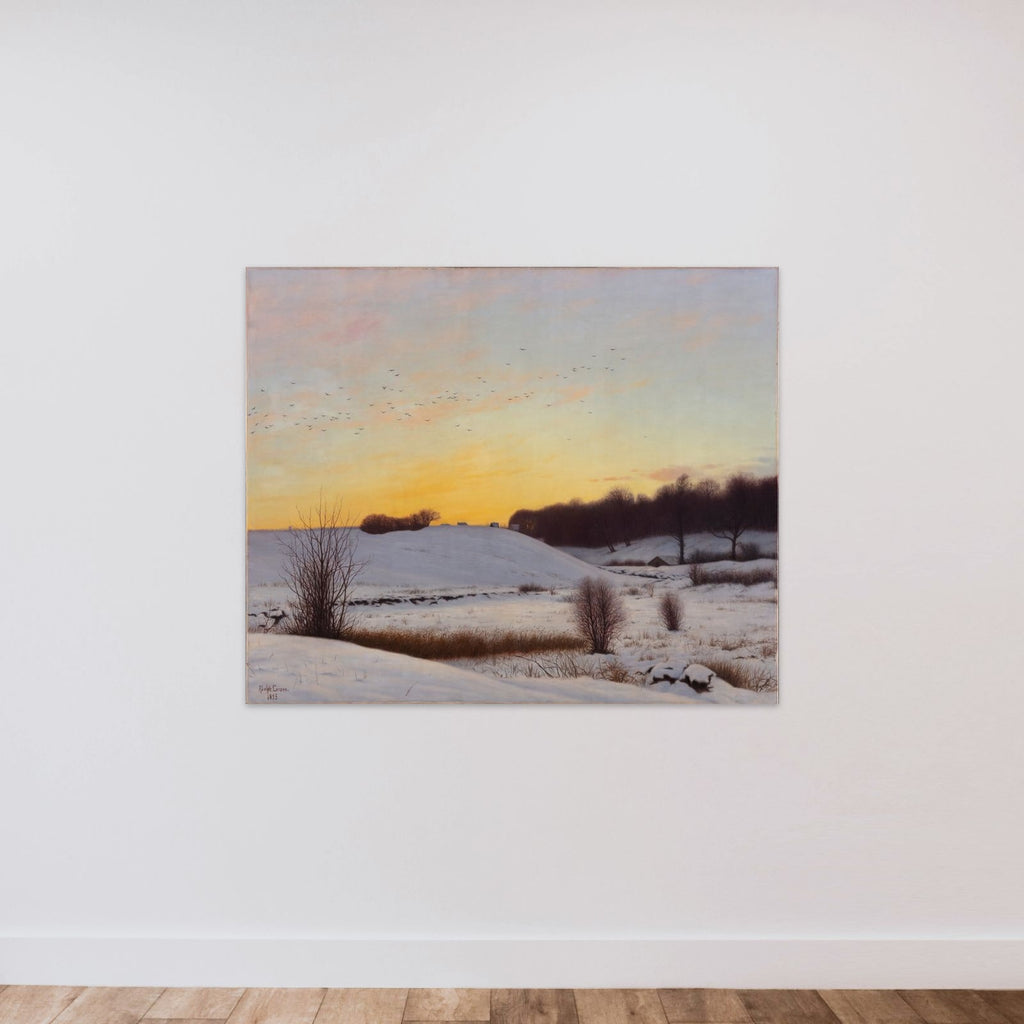 Snelandskab med en bakke. Solnedgang. unframed — shown to scale