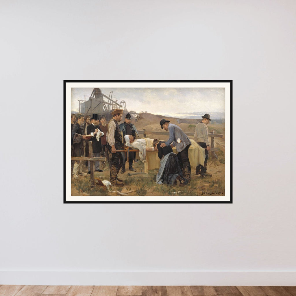 En såret arbejder framed — shown to scale