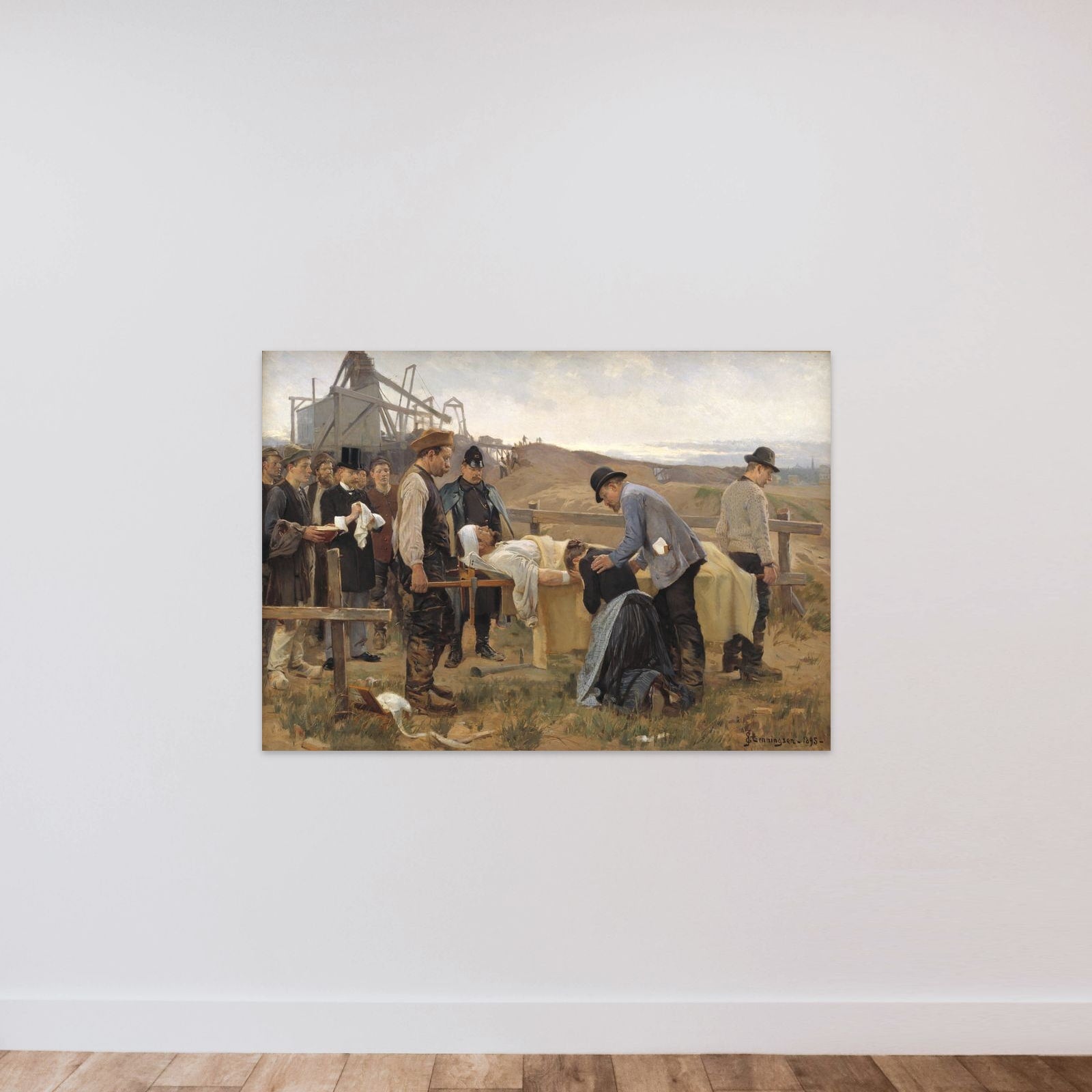 En såret arbejder unframed — shown to scale