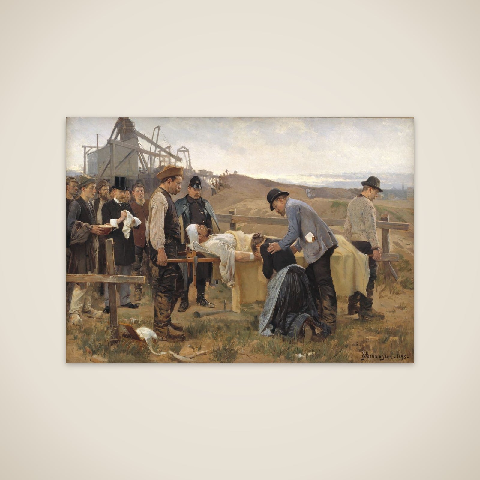 En såret arbejder unframed print