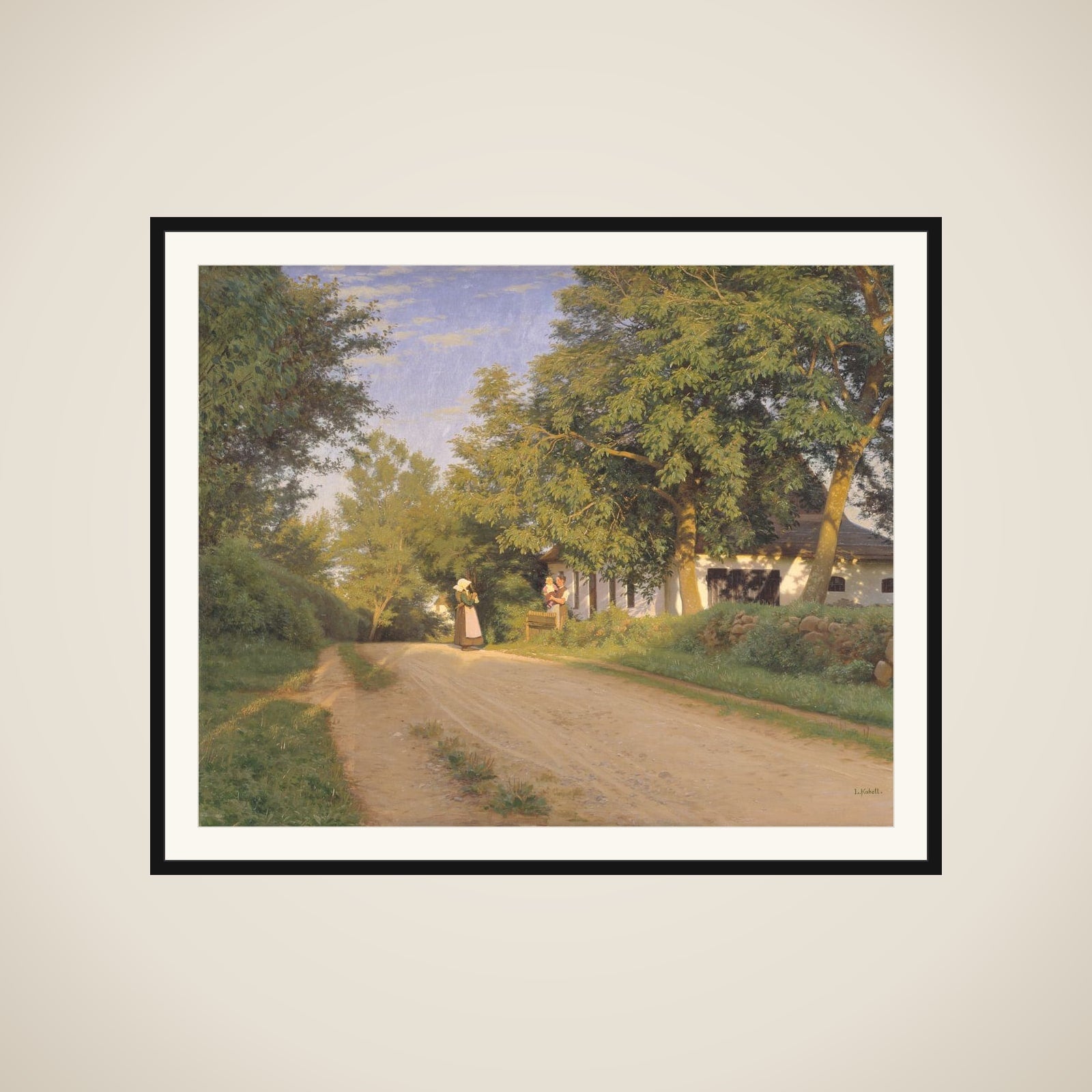 Vej gennem en landsby framed