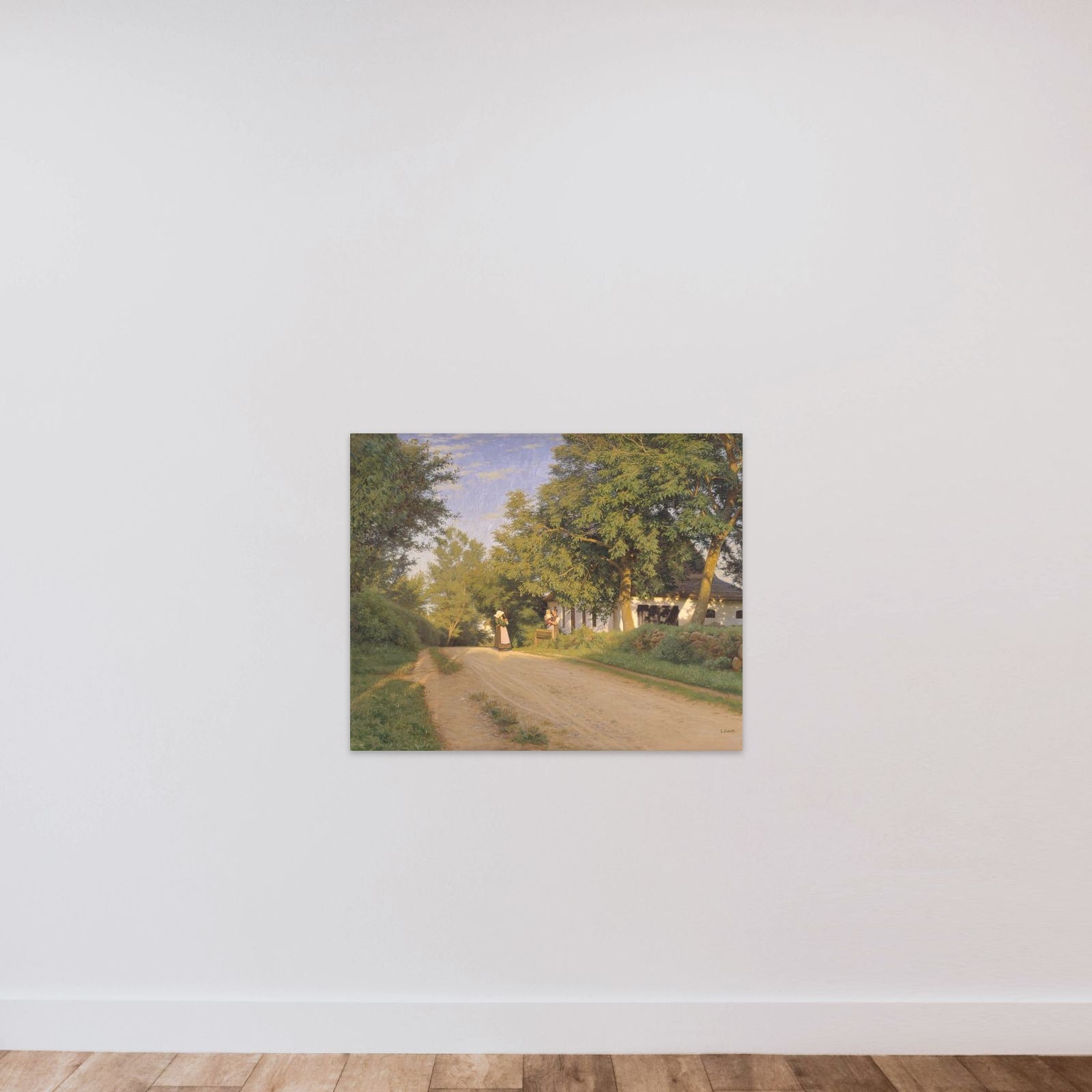 Vej gennem en landsby unframed — shown to scale