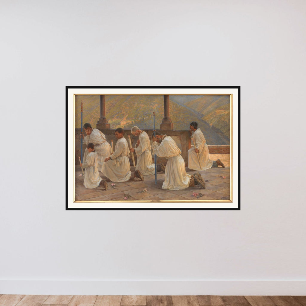 Bøn om regn. Procession i Apenninerne framed — shown to scale
