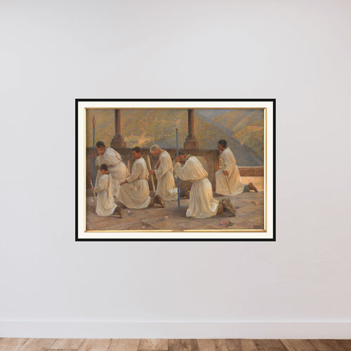 Bøn om regn. Procession i Apenninerne framed — shown to scale