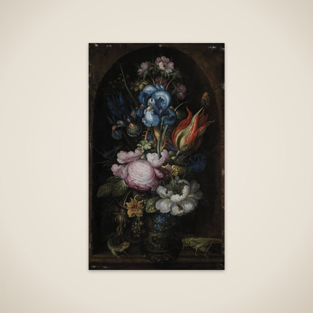 Blomsterbuket i en stenniche unframed print