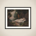 Sovende nymfe beluret af en mand framed