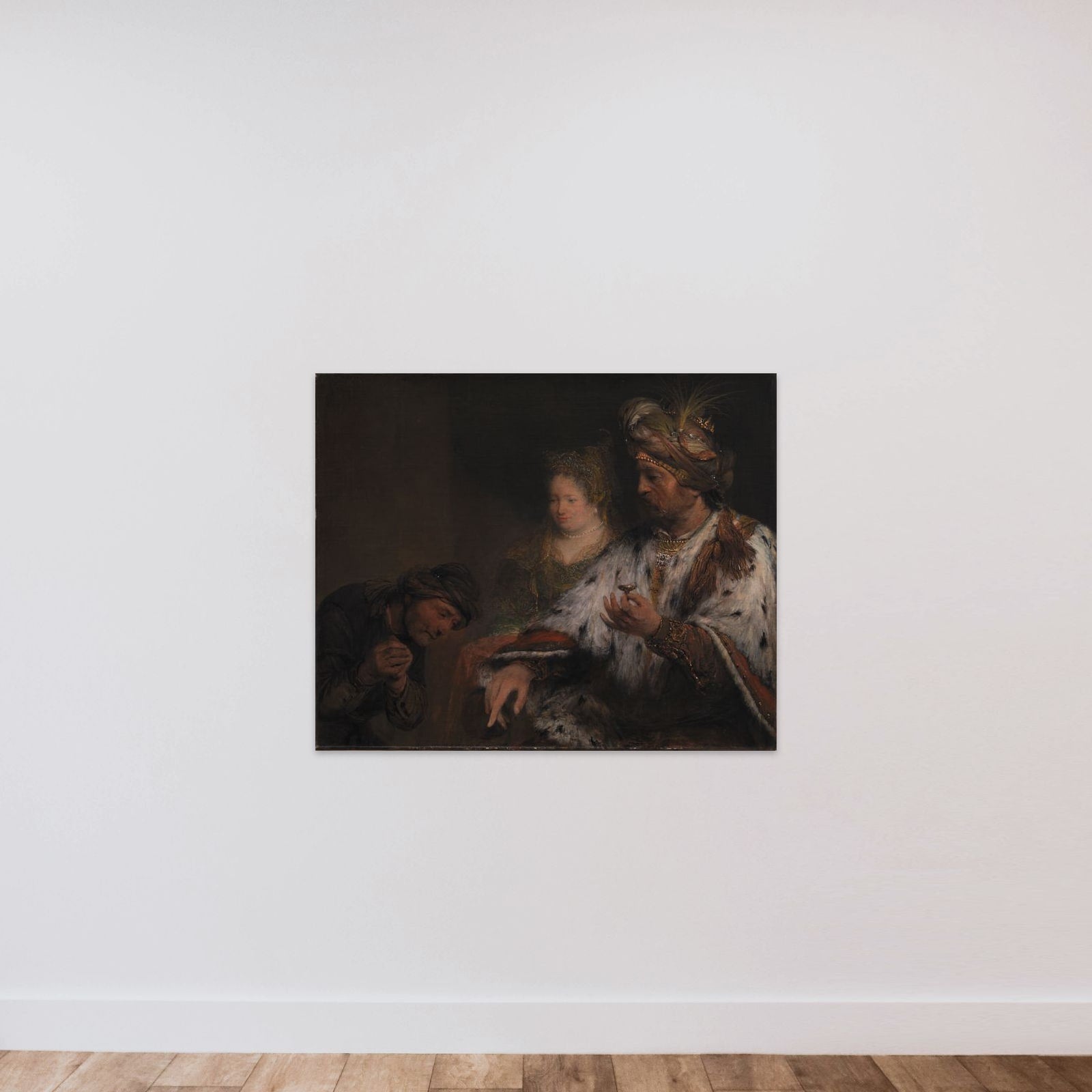 Den persiske kong Ahasverus giver Mordokaj ringen unframed — shown to scale