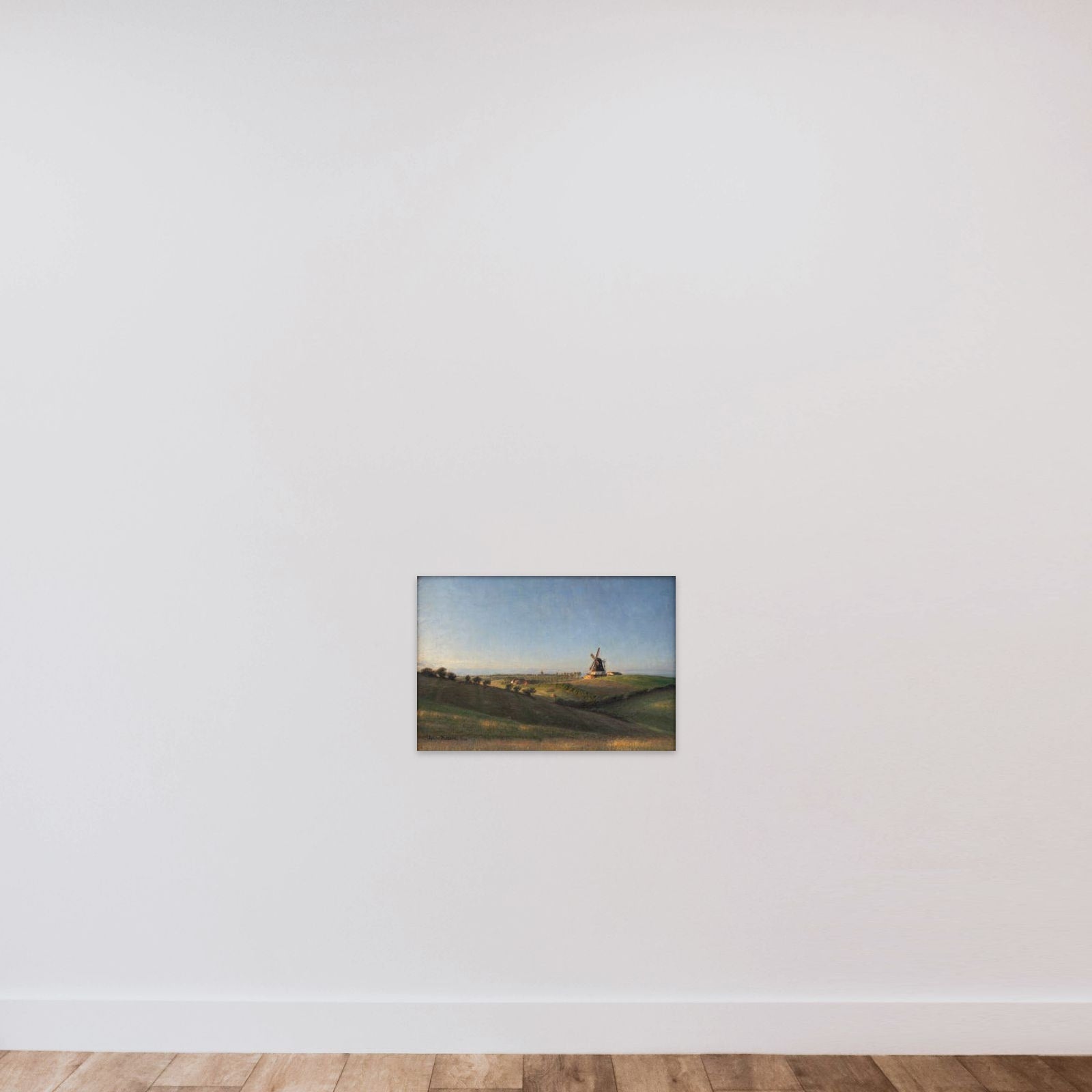 Landskab ved Kolding mod solnedgang unframed — shown to scale