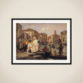 Landstigning i Venedig. En tiggergondol har på Canal Grande fulgt en herskabsgondol framed
