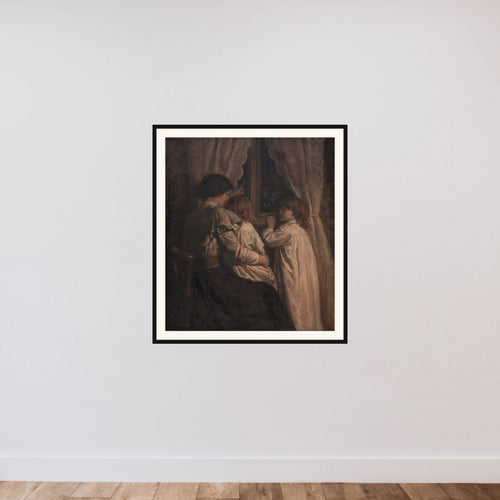 Børnene siger godnat til deres stjerner framed — shown to scale
