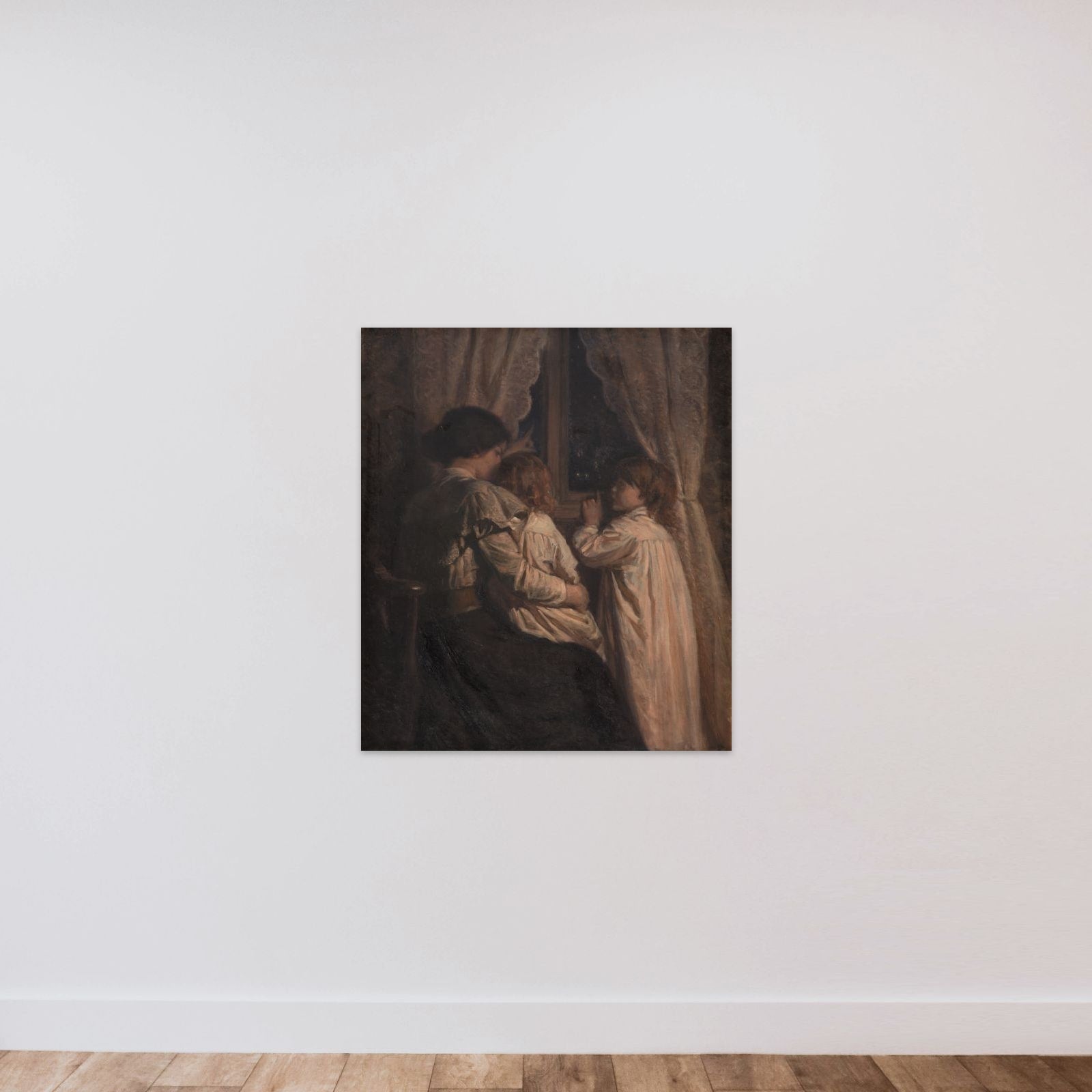 Børnene siger godnat til deres stjerner unframed — shown to scale