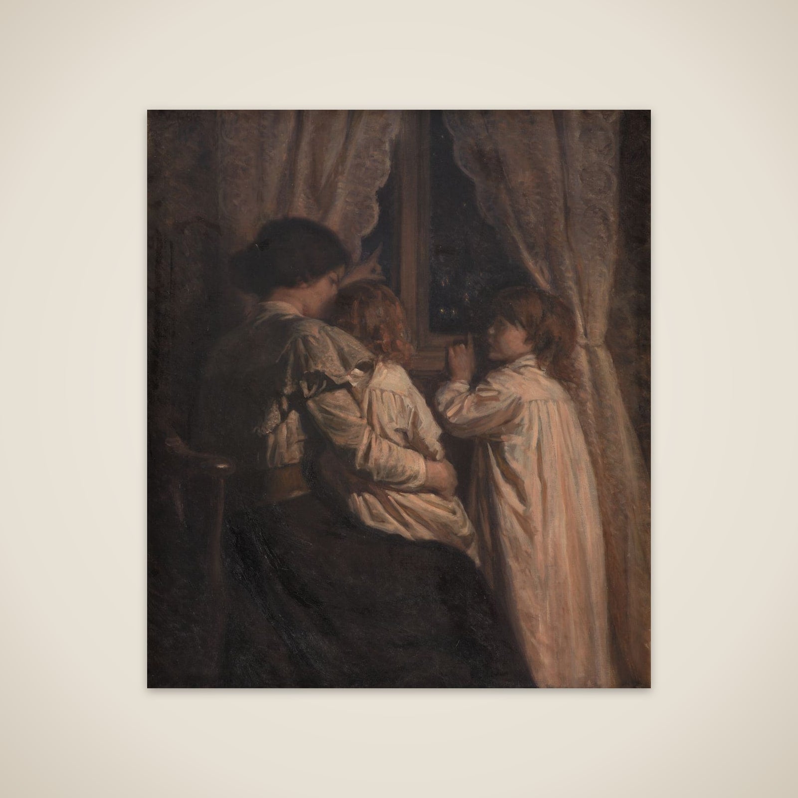 Børnene siger godnat til deres stjerner unframed print