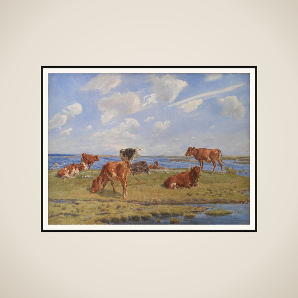 Kalve ved stranden framed