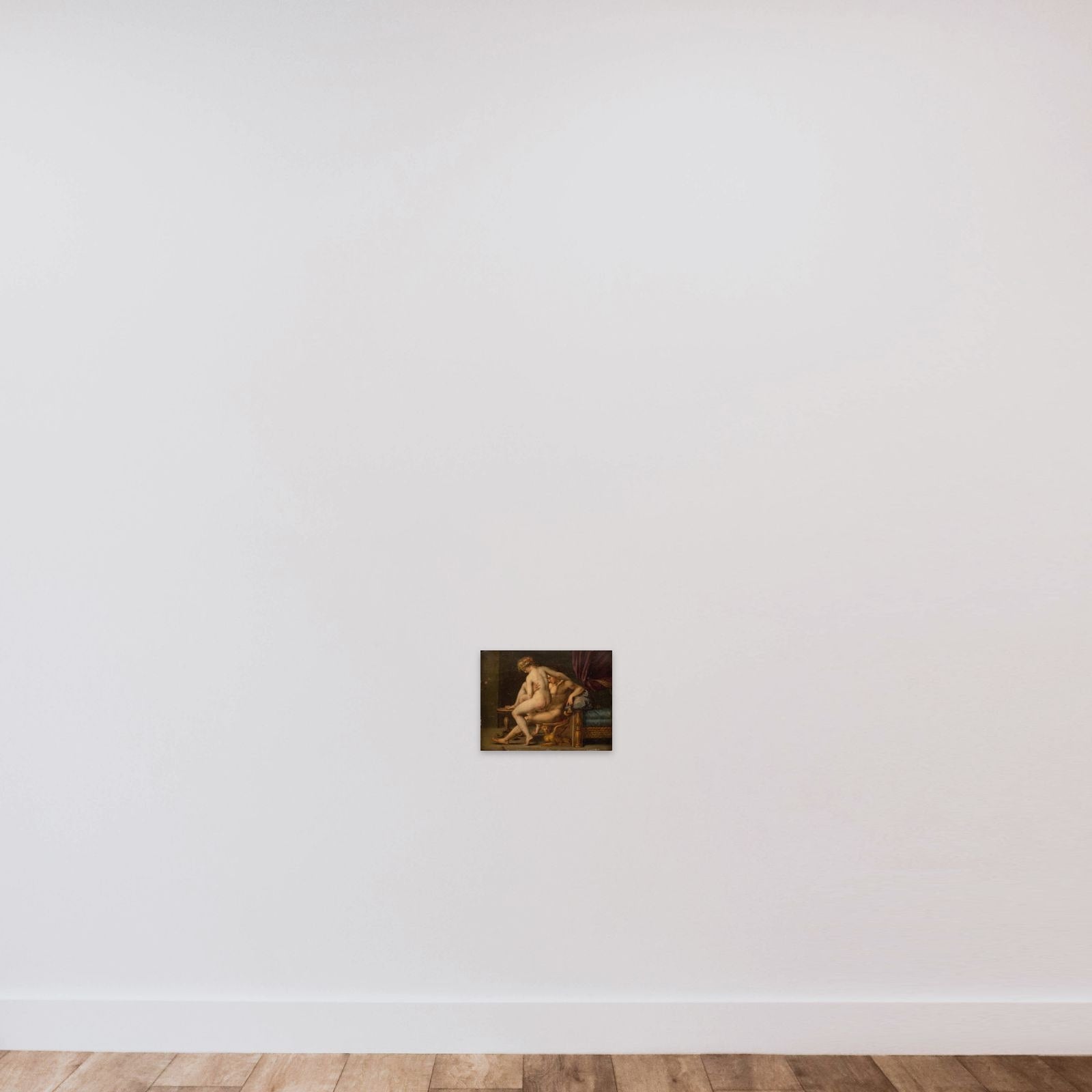 Nuditet med mand og kvinde unframed — shown to scale