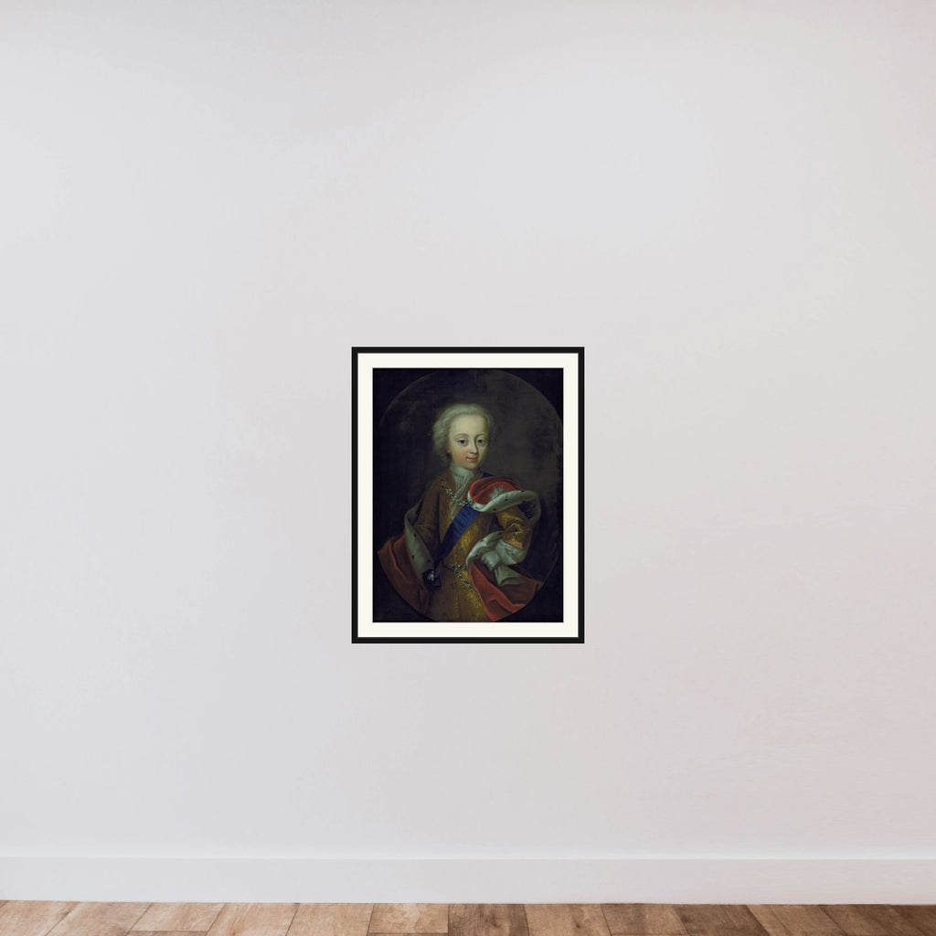 Kong Frederik V som barn framed — shown to scale