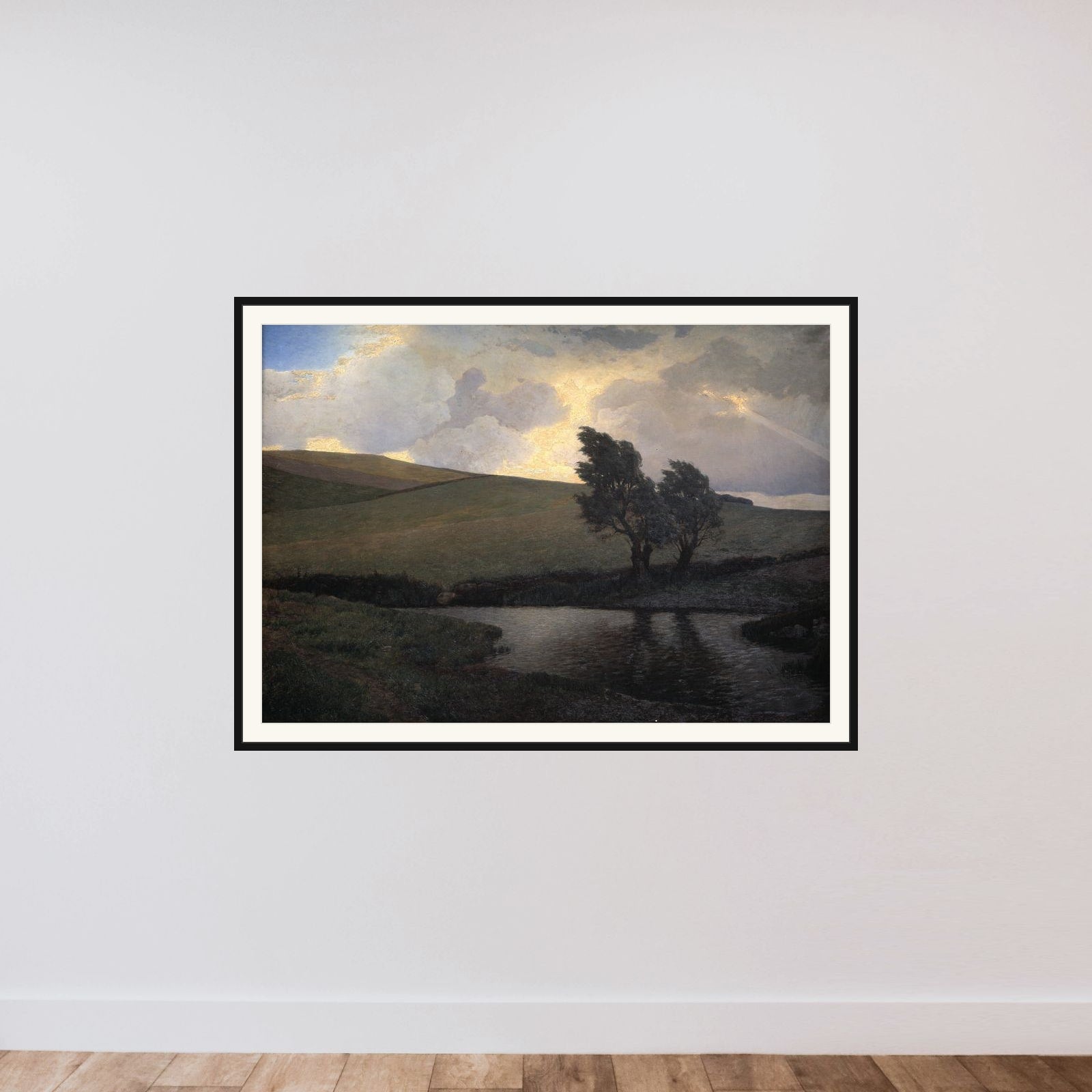 Bygevejrsstemning. Motiv fra egnen ved Jægerspris framed — shown to scale