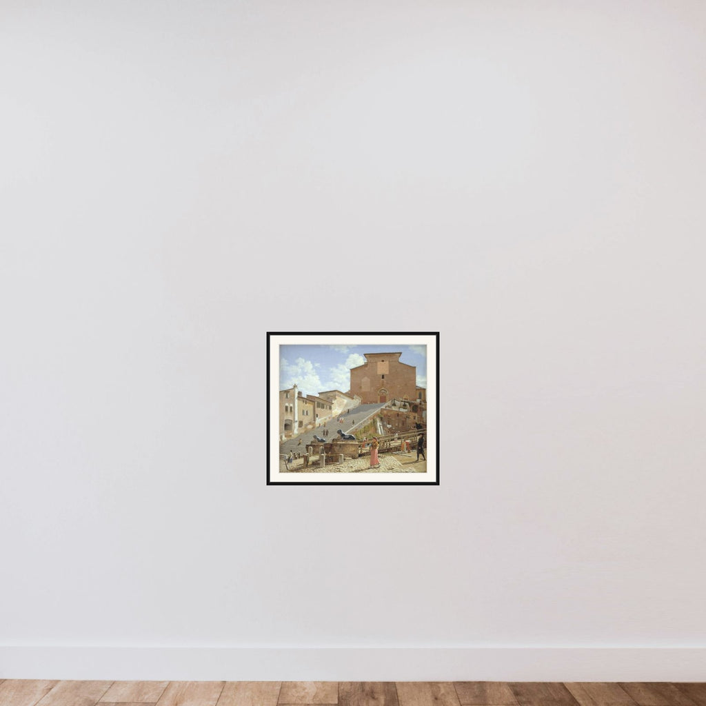 Marmortrappen, som fører op til kirken Santa Maria in Aracoeli i Rom framed — shown to scale