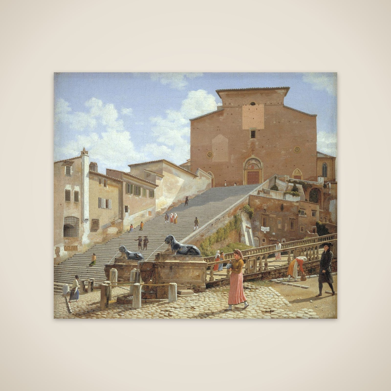 Marmortrappen, som fører op til kirken Santa Maria in Aracoeli i Rom unframed print