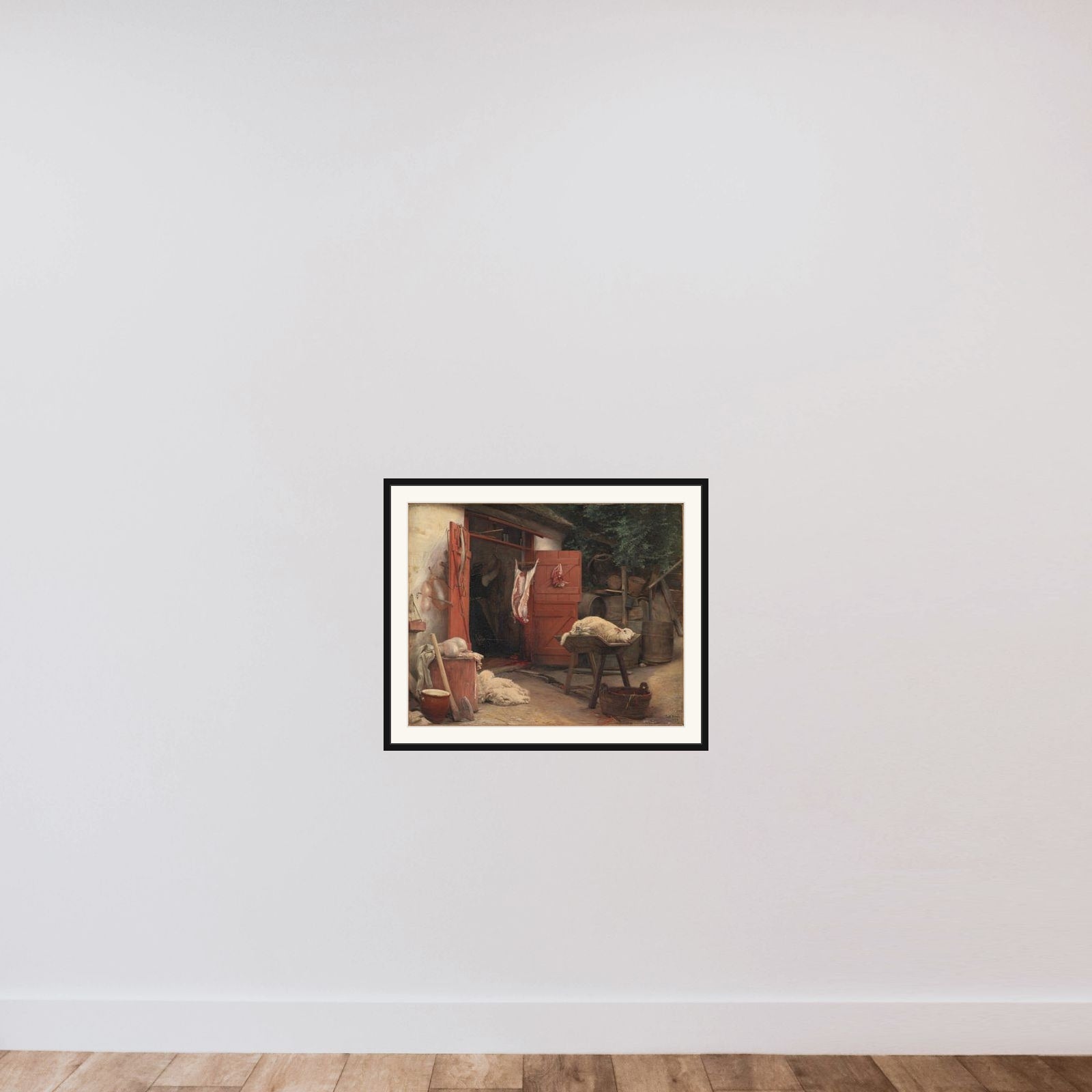 En slagtergård i Hellebæk framed — shown to scale